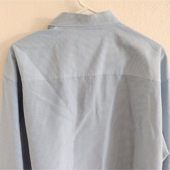 Pronto Uomo Mens L Buttton Down Dress Shirt Long Sleeve No Iron Blue White Check - Picture 4 of 7